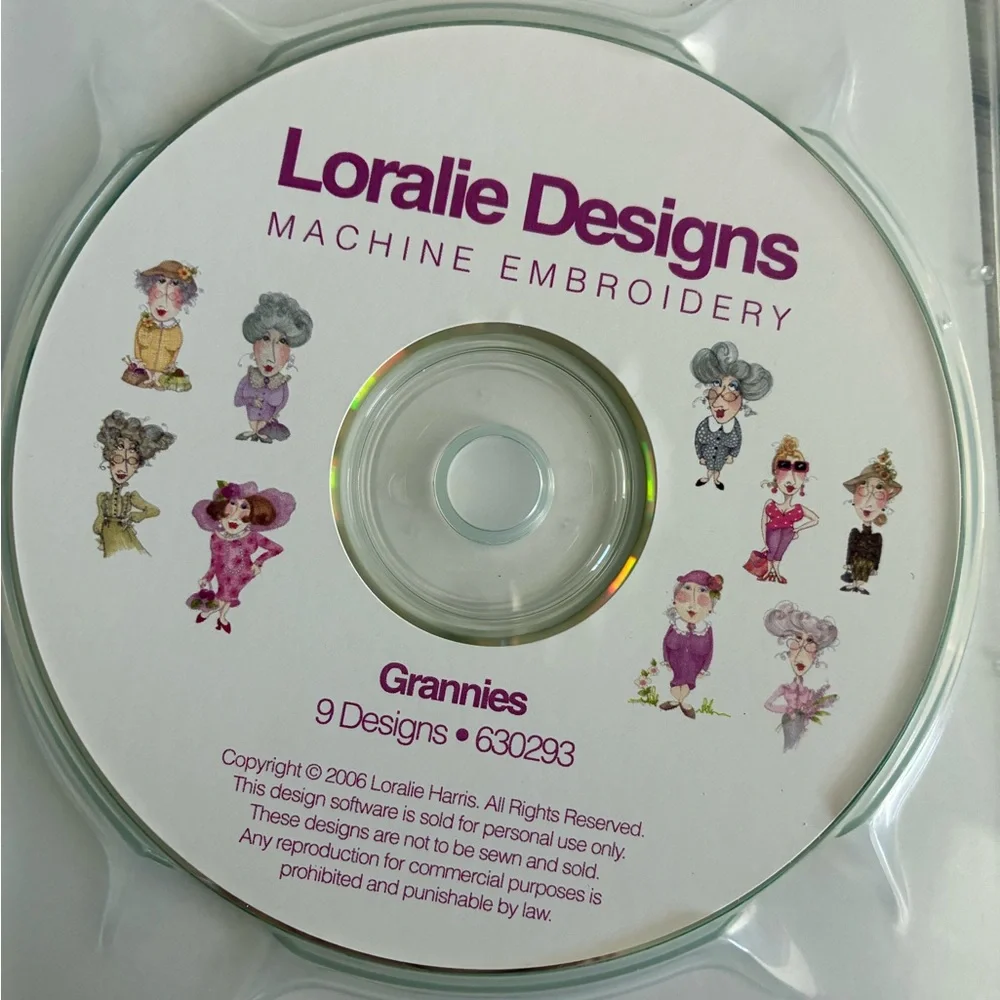 Loralie Designs Machine Embroidery Pattern Grannies 9 Designs Multicolor